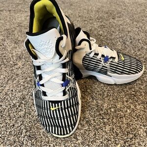 Nike Lebron Witness 6 Black and White Sneakers with Yellow Highlights